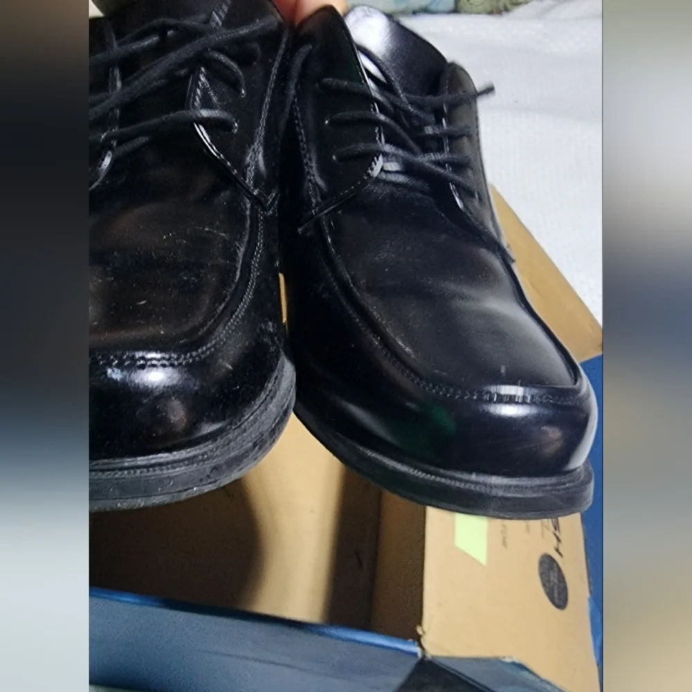 NUNN BUSH EUC MENS SIZE 10 81750 COMFORT GEL BLACK LEATHER OXFORD SHOES